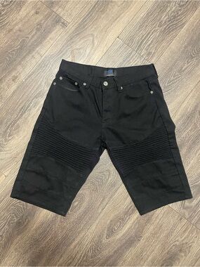 Men's Black silver Biker-Style denim Shorts size 32 bottoms